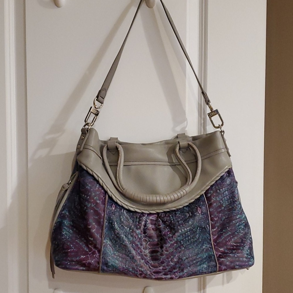 Snakeprint leather satchel